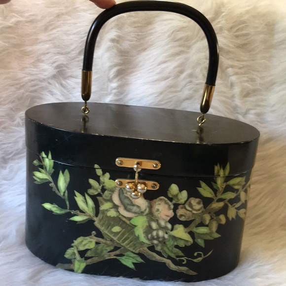 SALE. Handmade Decoupage Black Wood 👜 Handbag